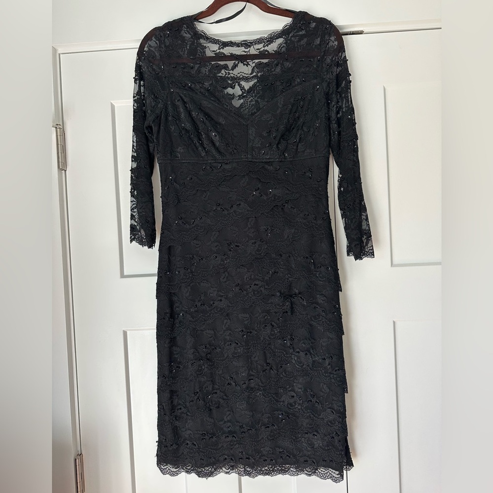 Last Chance: EUC Elegant Beaded Black Lace Dress